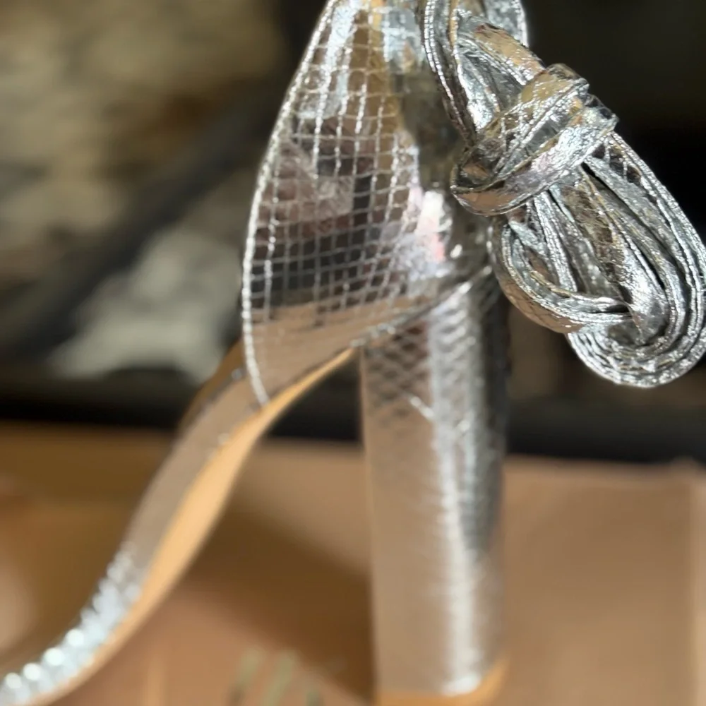 LALA IKAI Silver High Heel Sandals